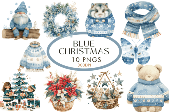 Blue Christmas Watercolour Clipart: A Designer's Review