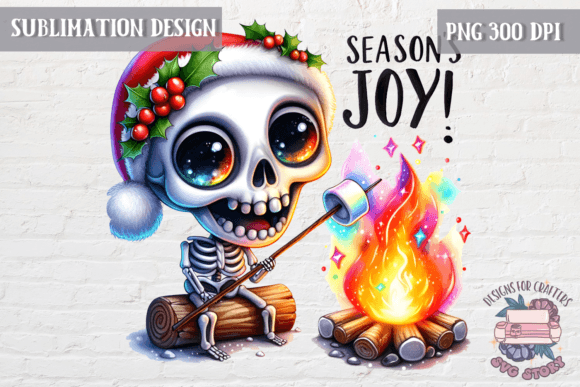 Christmas Creepy Skeleton Sublimation: Illustrations for Bold Holiday Crafts