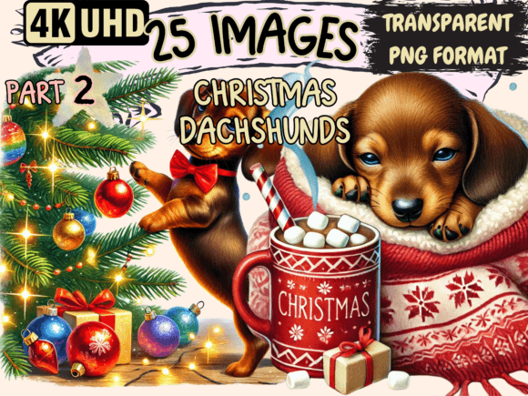 Christmas Dachshunds Clipart P2: A Designer's Review of Seasonal Illustrations