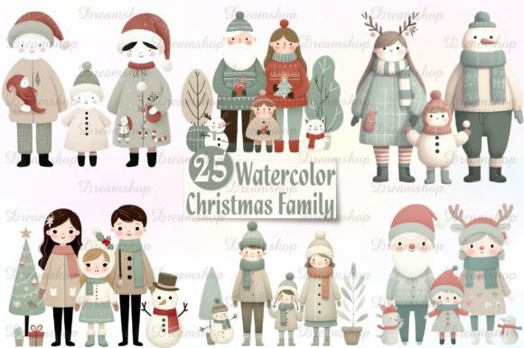 Christmas Family Sublimation Clipart Png for Illustrations