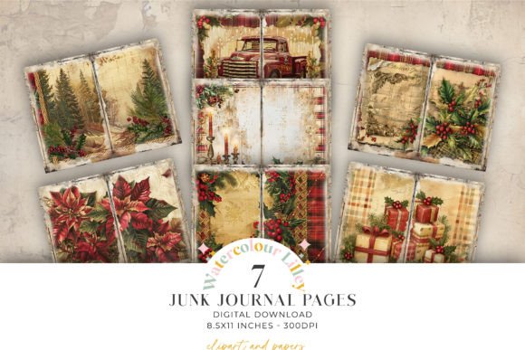 Christmas Junk Journal Pages: Festive Illustrations for Local Brands