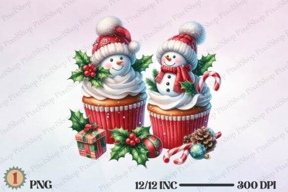 Christmas Snowman Coffee Vintage PNG for Illustrations