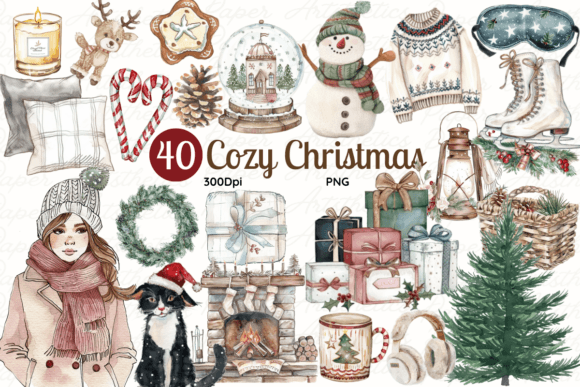 Cozy Christmas Clipart Rustic Christmas: A Designer's Review of Illustrations