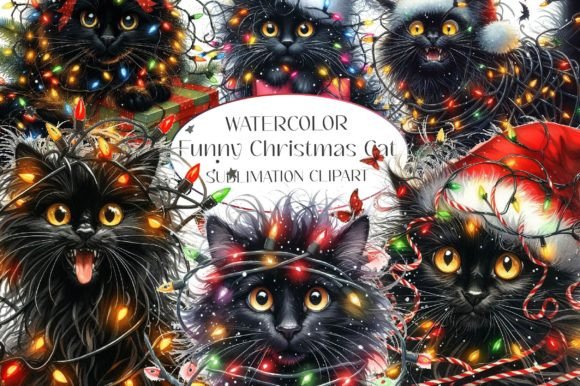 Funny Christmas Black Cat Clipart Review