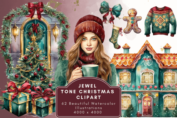 Jewel Tone Christmas Clipart for Illustrations and Crafts