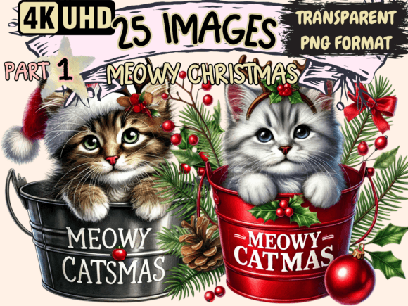 Meowy Christmas Clipart P1: A Designer's Review for Seasonal Illustrations