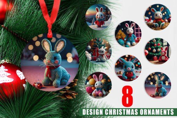 Ornament Christmas Crochet Bunny: Premium Illustrations for Modern Blogs