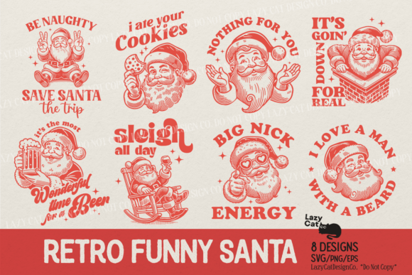 Retro Funny Santa Christmas SVG Bundle for Modern Illustrations