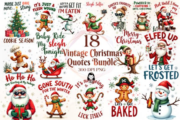 Vintage Christmas Sublimation Quotes for Illustrations