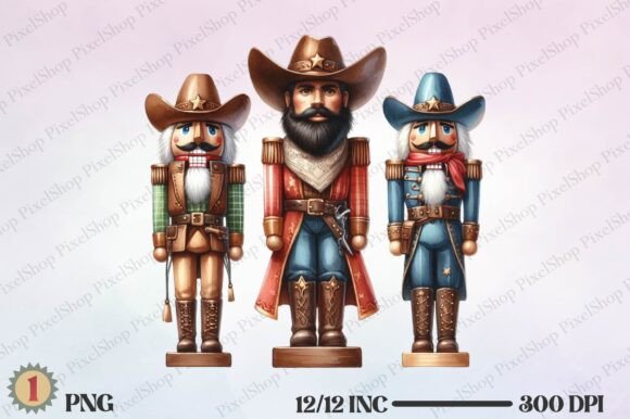 Watercolor Christmas Cowboy PNG for Branding & Illustrations