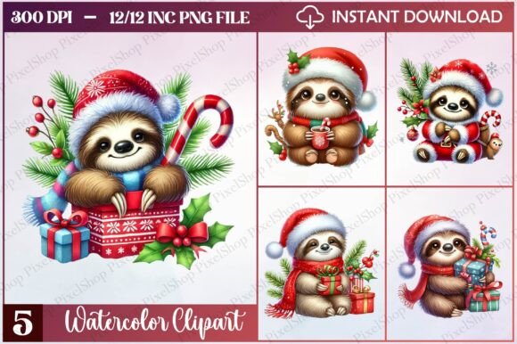 Watercolor Christmas Cute Sloth Clipart: A Review for Illustrations