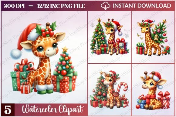 Watercolor Christmas Giraffe Clipart Review