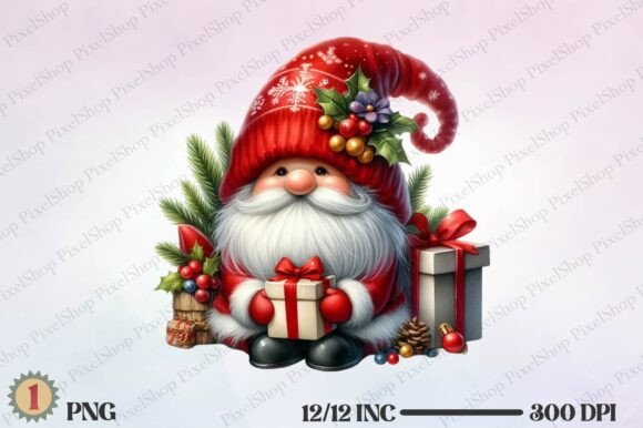 Watercolor Christmas Gnome PNG Review