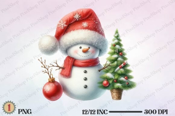Watercolor Christmas Snowman with Tree: A Designer's Stitch Test