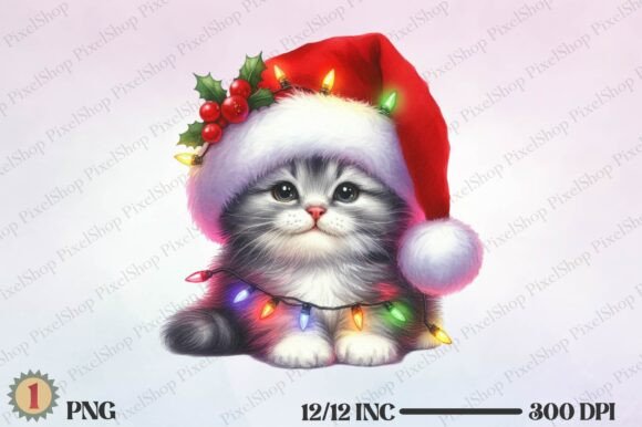 Watercolor Funny Christmas Cat Review for Brand Illustrations